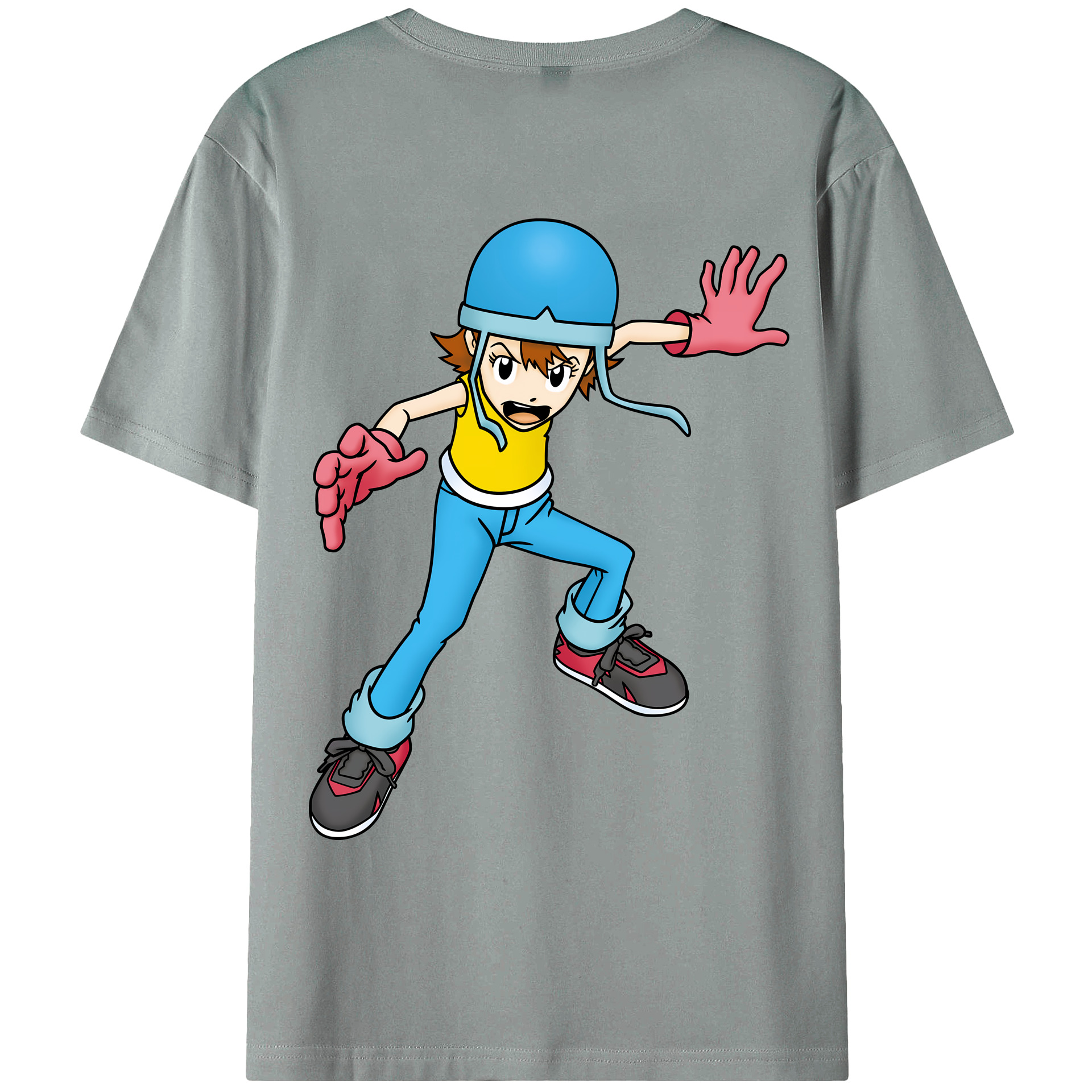 （画像用） Digimon デジタルモンスター/デジモン 綿100％ メンズ半袖Tシャツ（バックプリント） 通気性